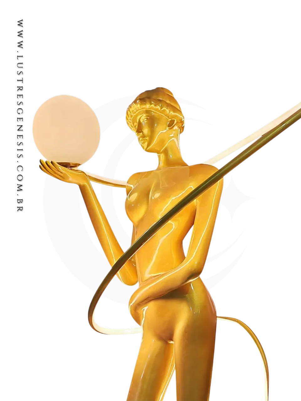 Coluna de Chão Atena Estátua de Luxo Resina e Metal Bivolt